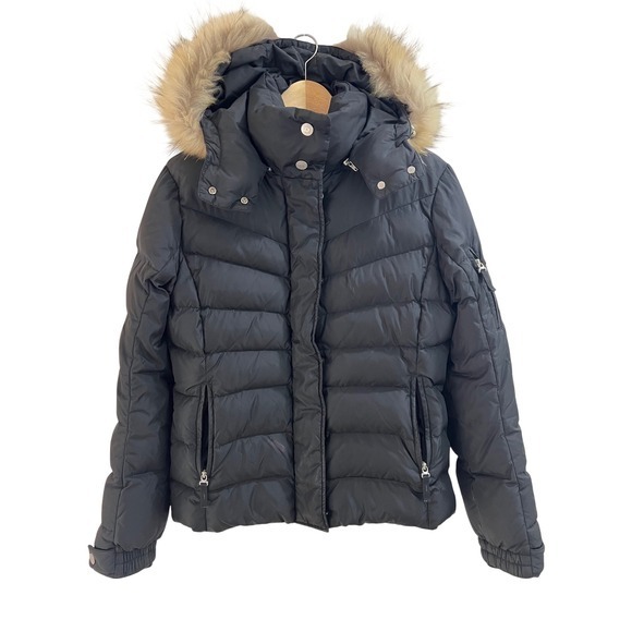 Bogner Jackets & Blazers - Bogner Fire + Ice Puffer Jacket Women US 8 Black Fur Trim Hood Down Fill